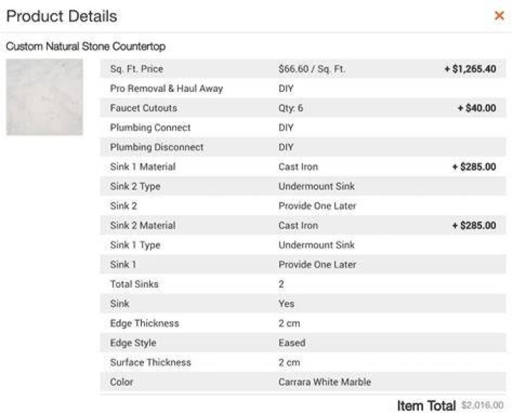 How much does a marble countertop cost