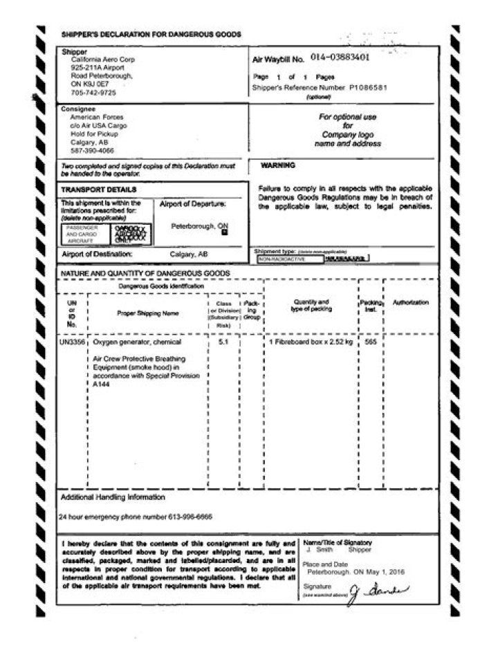 Is a shippers declaration required for Category B