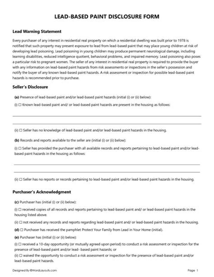 Who is responsible for lead-based paint disclosure